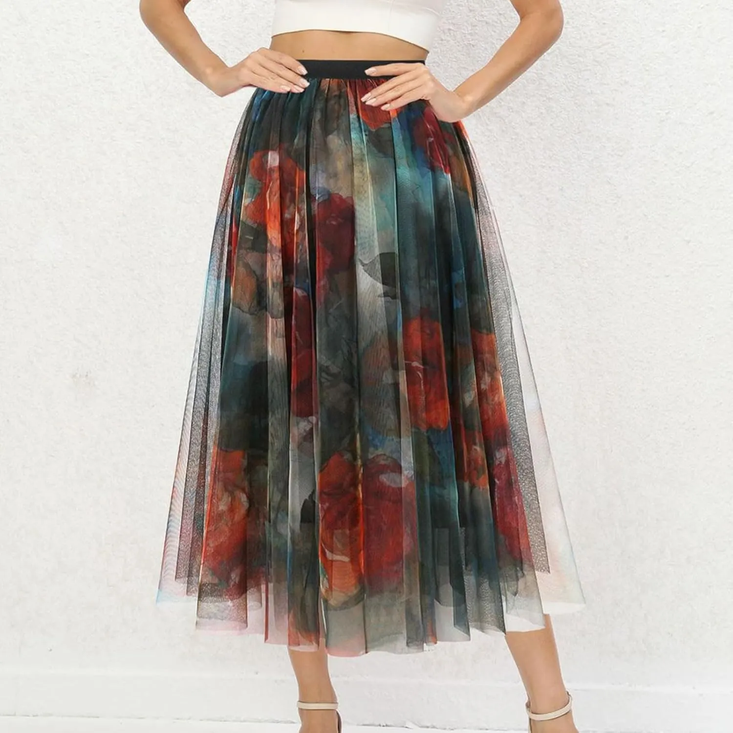 for Women Floral Graphic Maxi Long Midi Knee High Loose Fit Mesh Skorts Women 2025 Trendy Y2K