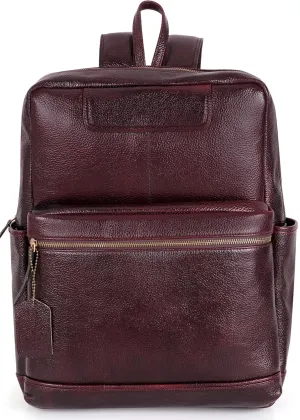 Full Grain Leather Laptop Backpack Bag Durable Lightweight Stylish Premium Office Travel 16'' Backpack (Brown)