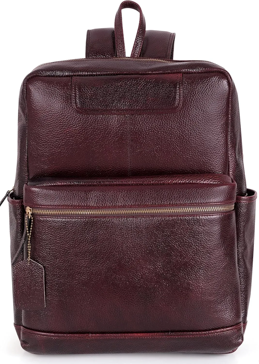 Full Grain Leather Laptop Backpack Bag Durable Lightweight Stylish Premium Office Travel 16'' Backpack (Brown)