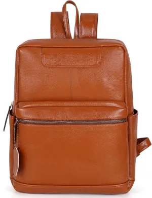 Full Grain Leather Laptop Backpack Bag Durable Lightweight Stylish Premium Office Travel 16'' Backpack (Tan)