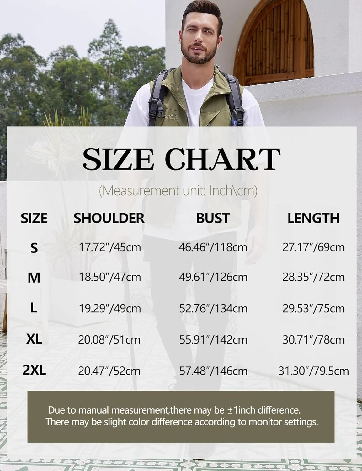 Gihuo Men's Lightweight Softshell Sleeveless Golf Vest with Zipper Pockets for Travel Hiking Fishing Safari Outwear