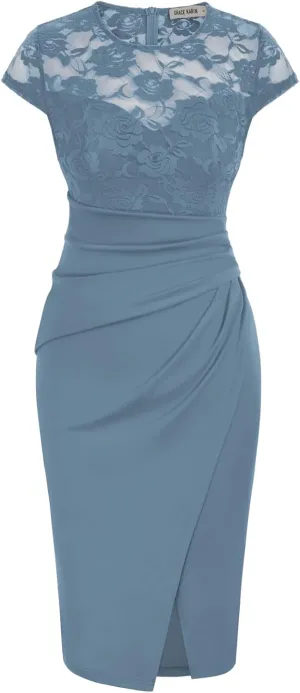 GRACE KARIN Women's Sleeveless Lace Party Cocktail Dress Wrap Ruched Bodycon Dresses