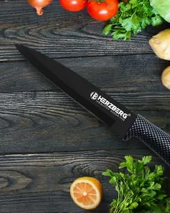 Herzberg 8 Pieces Knife Set with Acrylic Stand-Carbon