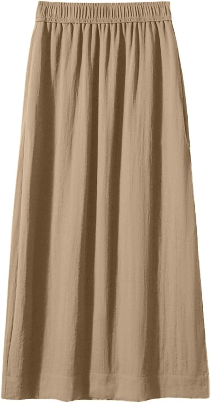 High Waisted Linen Skirts for Women Side Split Trendy Summer Casual Long Skirt Boho A Line Maxi Skorts 2025