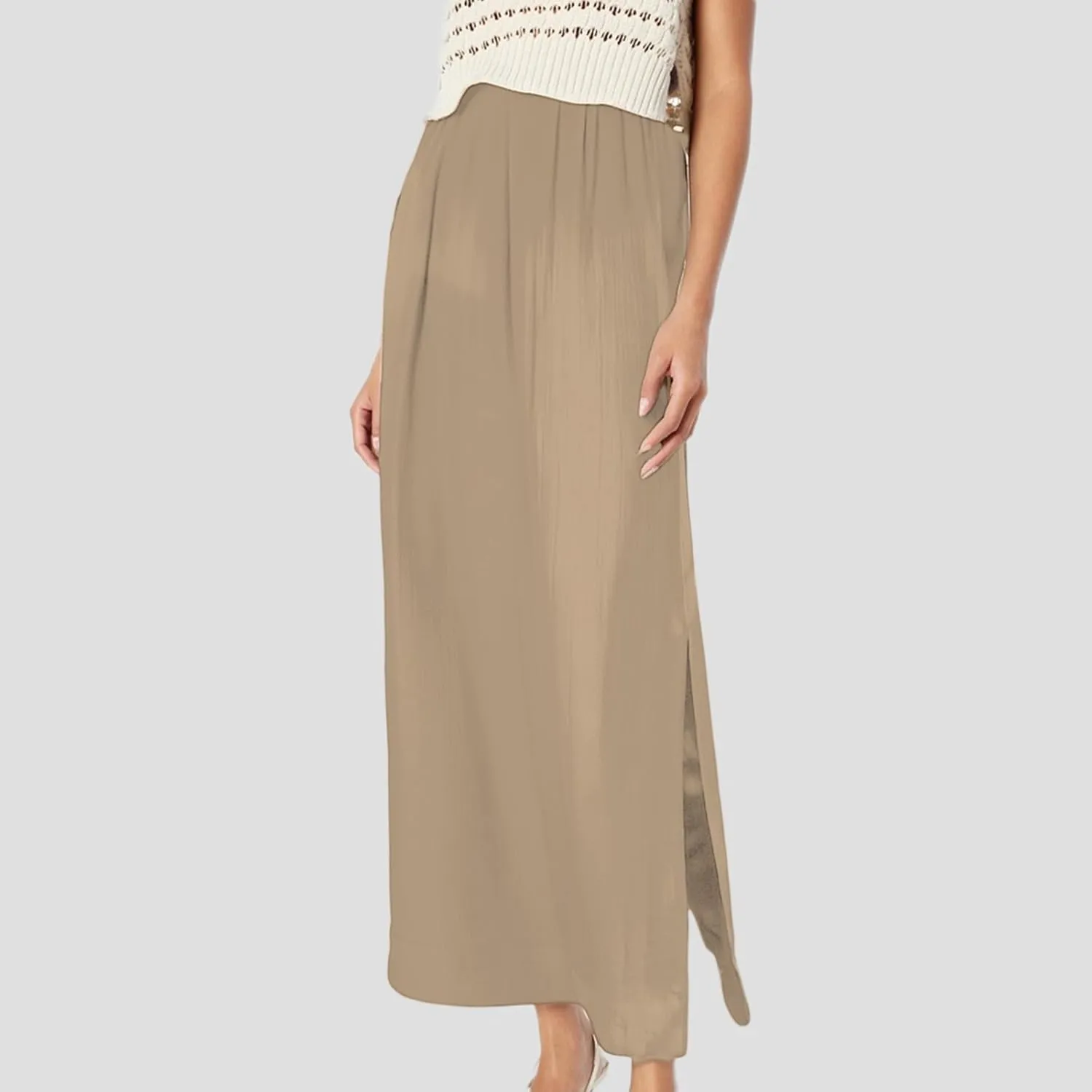 High Waisted Linen Skirts for Women Side Split Trendy Summer Casual Long Skirt Boho A Line Maxi Skorts 2025