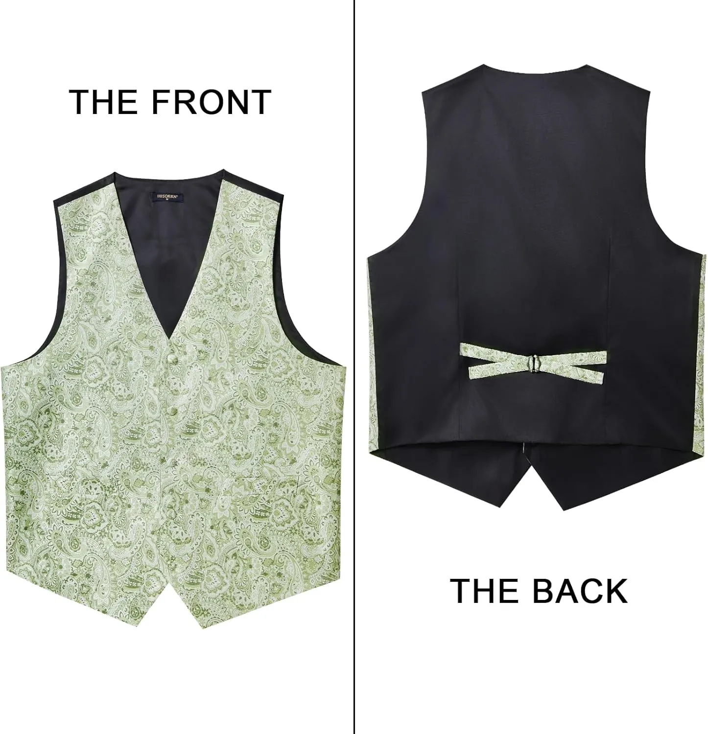 HISDERN Mens Vest Tie Set 3PC Formal Waistcoat Paisley Floral Jacquard Necktie Pocket Square Suit Vests Wedding Party