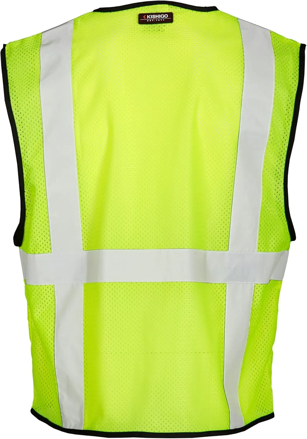 Kishigo Men's High Visibility Reflective 4 Pocket Hook and Loop Mesh Vest 1084, Polyester, ANSI 107 Type R/Class 2