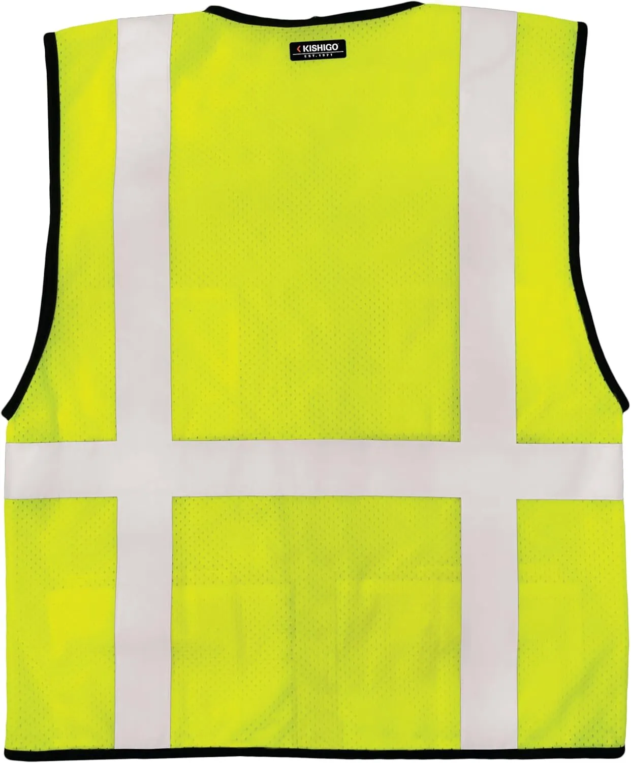 Kishigo Men's High Visibility Reflective 4 Pocket Hook and Loop Mesh Vest 1084, Polyester, ANSI 107 Type R/Class 2