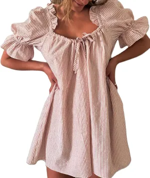 KMBANGI Women Cute Babydoll Dress Short Puff Sleeve Bow Tie Fairy Mini Dress Ruffle Boho Floral Short Slip Sundress