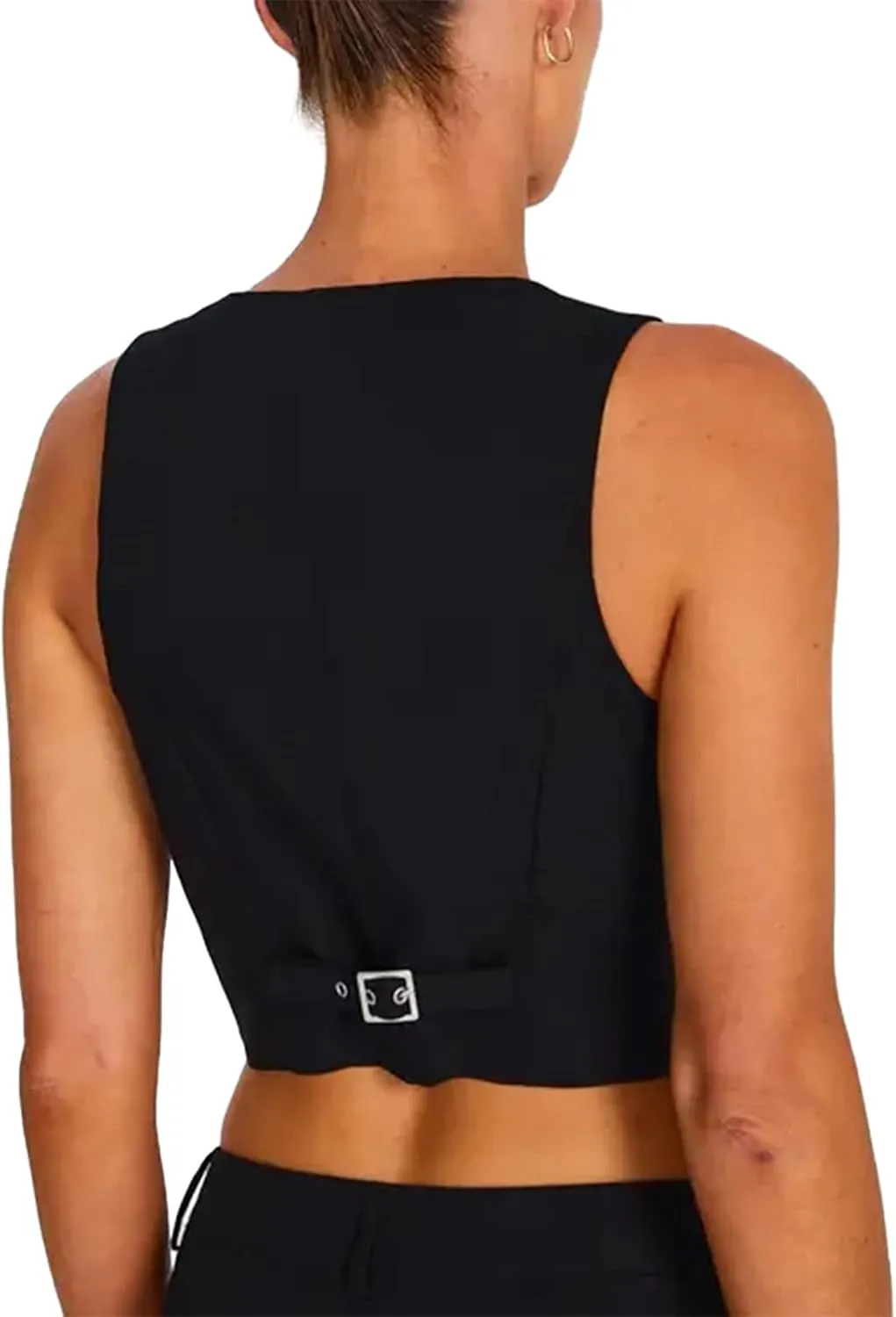 KMBANGI Women's Button Waistcoat Vest Dressy Crop Corset Bustier Racerback Tank Top Punk Grunge Streetwear
