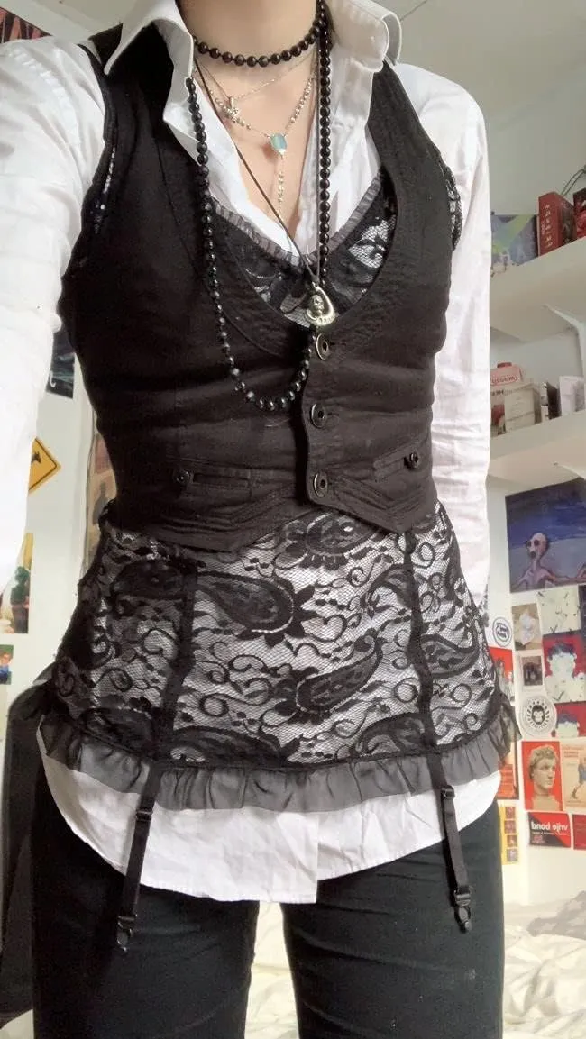 KMBANGI Women's Button Waistcoat Vest Dressy Crop Corset Bustier Racerback Tank Top Punk Grunge Streetwear