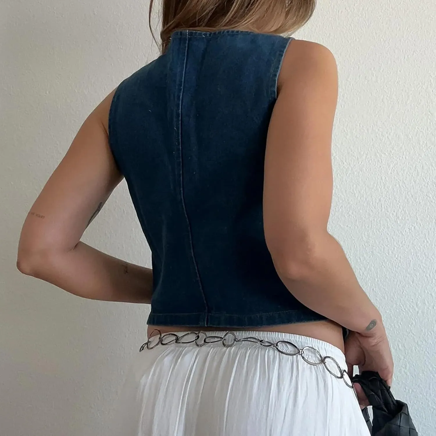 KMBANGI Women's Button Waistcoat Vest Dressy Crop Corset Bustier Racerback Tank Top Punk Grunge Streetwear