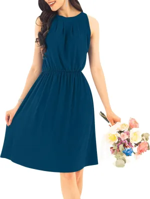 KOH KOH Womens Sleeveless Halter Neck Flowy Work Knee Length Day Sexy Mini Dress