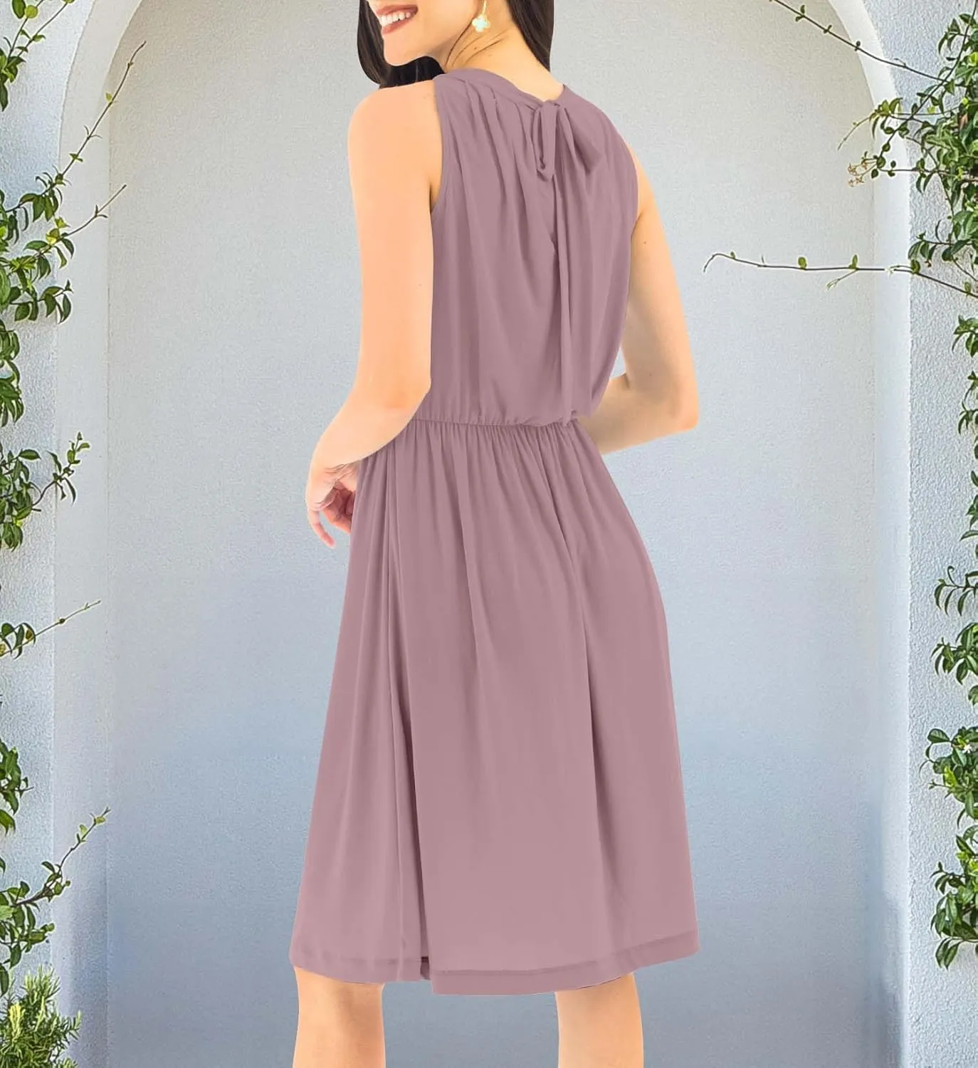 KOH KOH Womens Sleeveless Halter Neck Flowy Work Knee Length Day Sexy Mini Dress