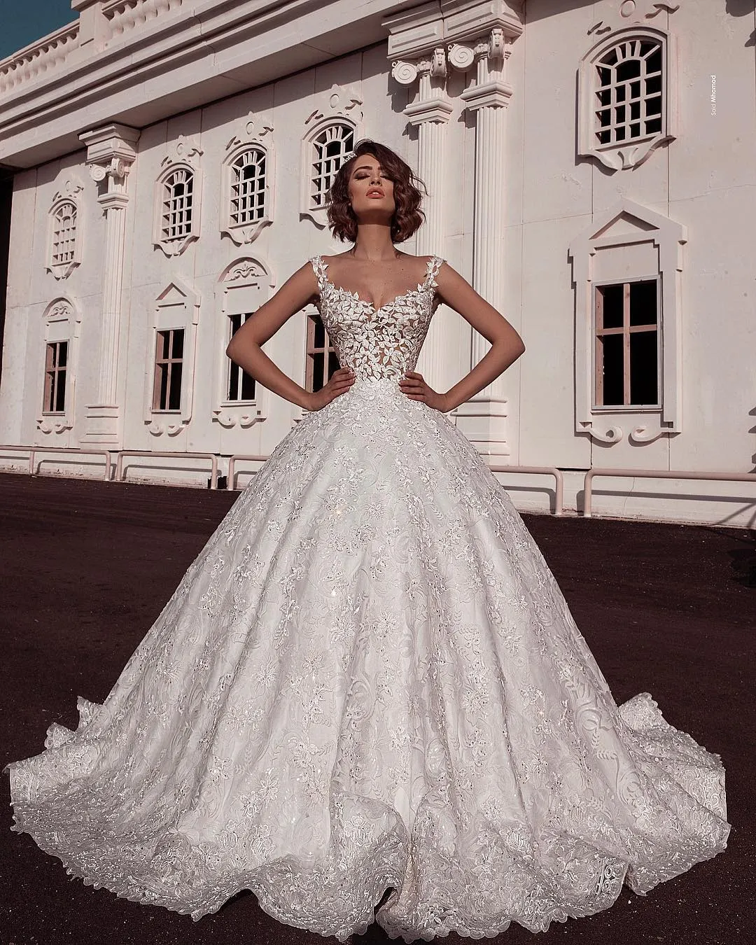 Lace Spaghetti Straps Ball Gown Bridal Gowns | Elegant Sleeveless Applique Wedding Dresses