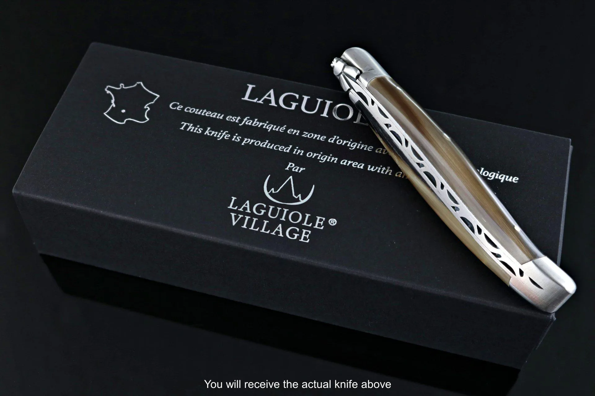 Laguiole Village 10 cm Forged Bee & Spring Flamed Horn Tip Handle #18