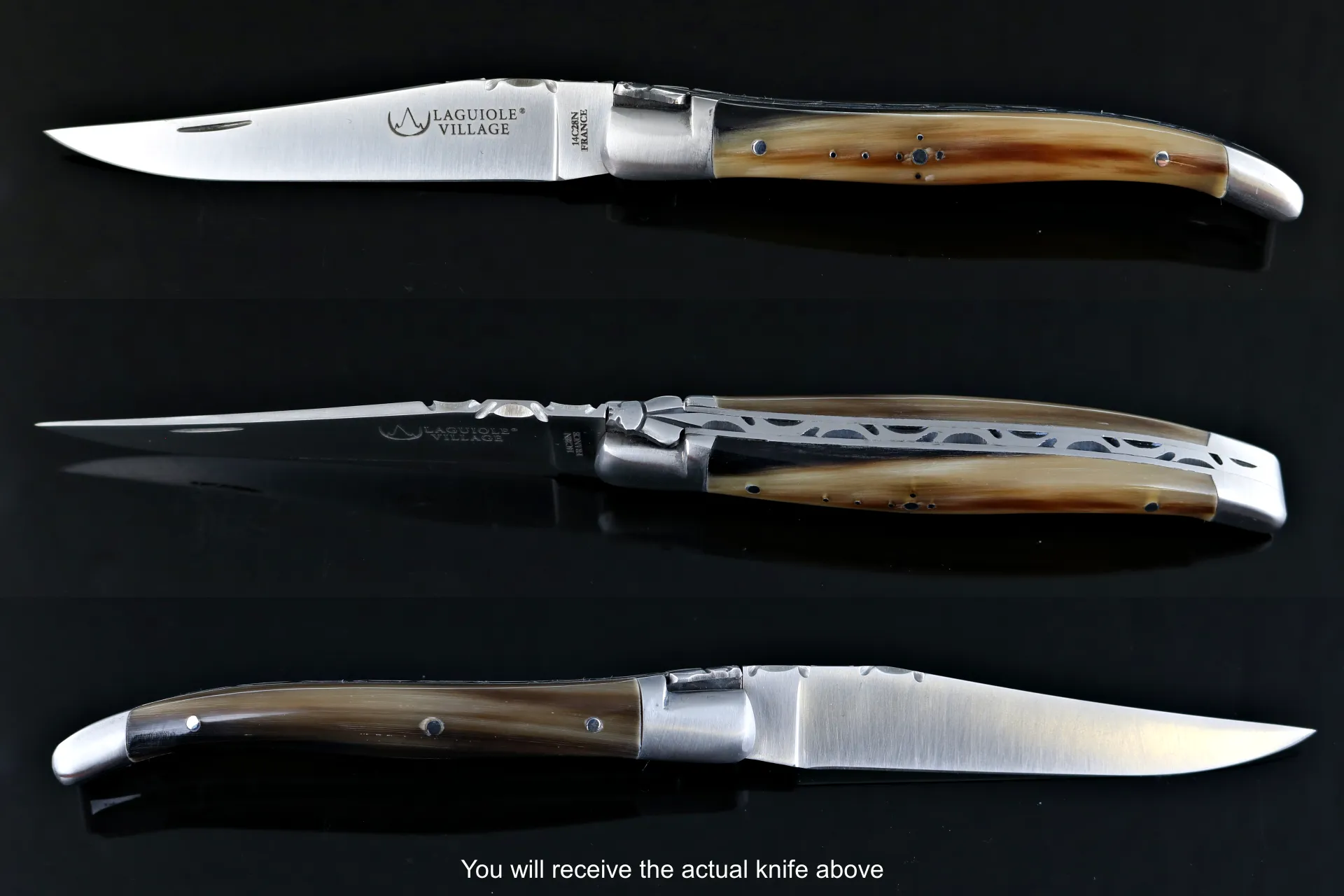 Laguiole Village 10 cm Forged Bee & Spring Flamed Horn Tip Handle #18