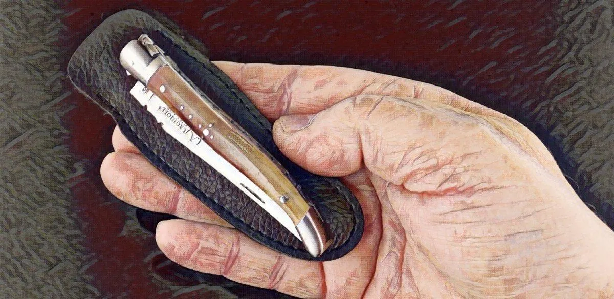 Laguiole Village 10 cm Forged Bee & Spring Flamed Horn Tip Handle #18