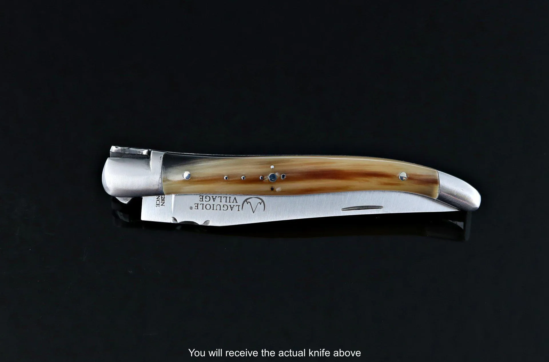 Laguiole Village 10 cm Forged Bee & Spring Flamed Horn Tip Handle #18
