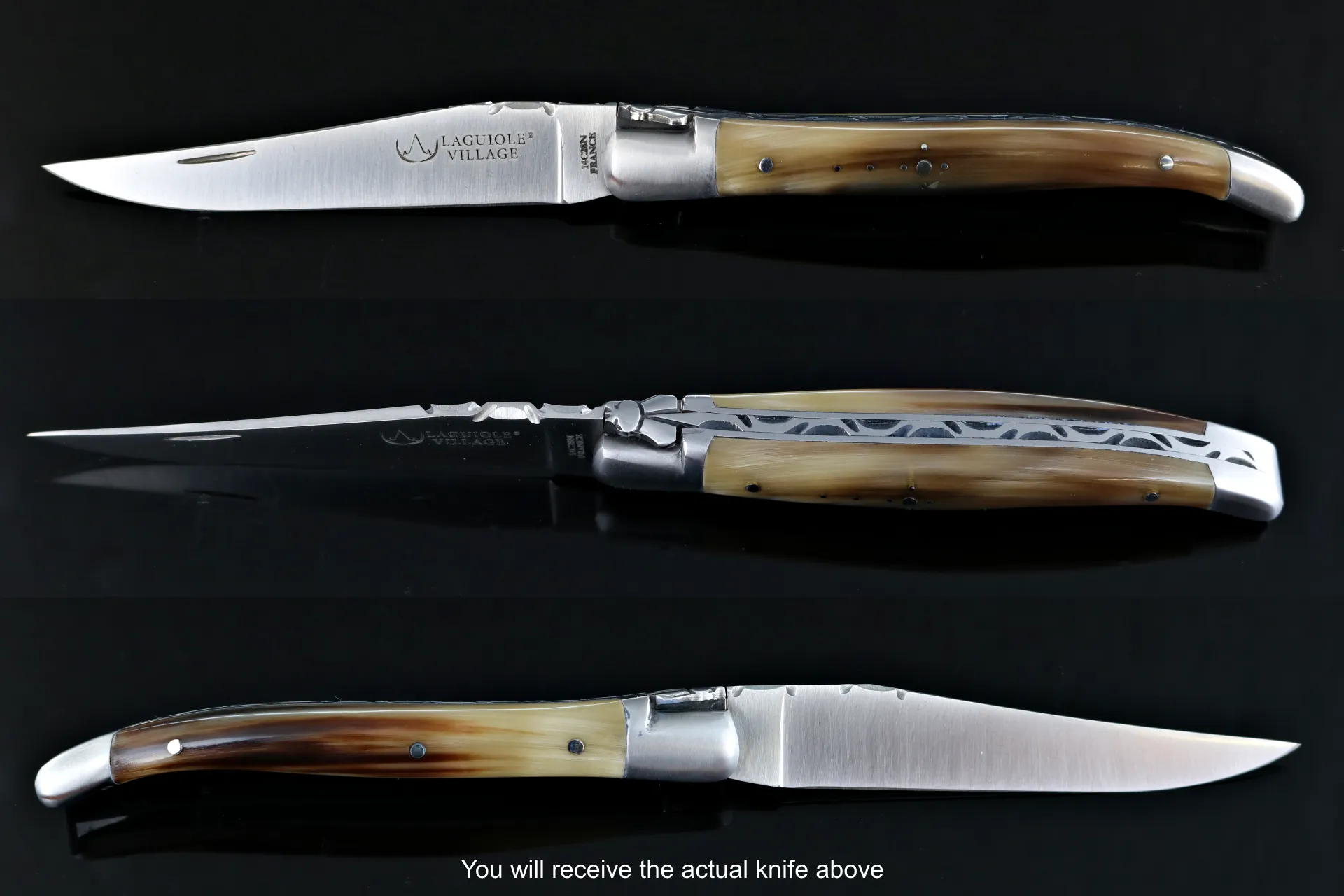 Laguiole Village 10 cm Pocket Knife Flamed Horn Tip #19