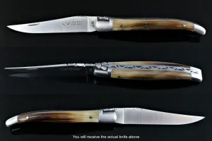 Laguiole Village 10 cm Pocket Knife Flamed Horn Tip #19