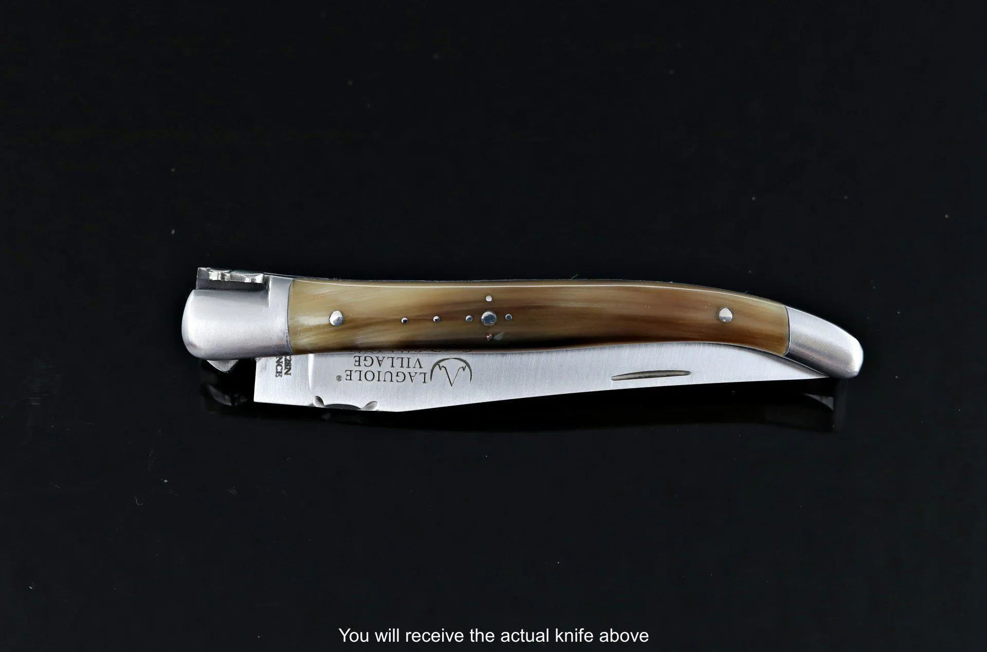 Laguiole Village 10 cm Pocket Knife Flamed Horn Tip #19
