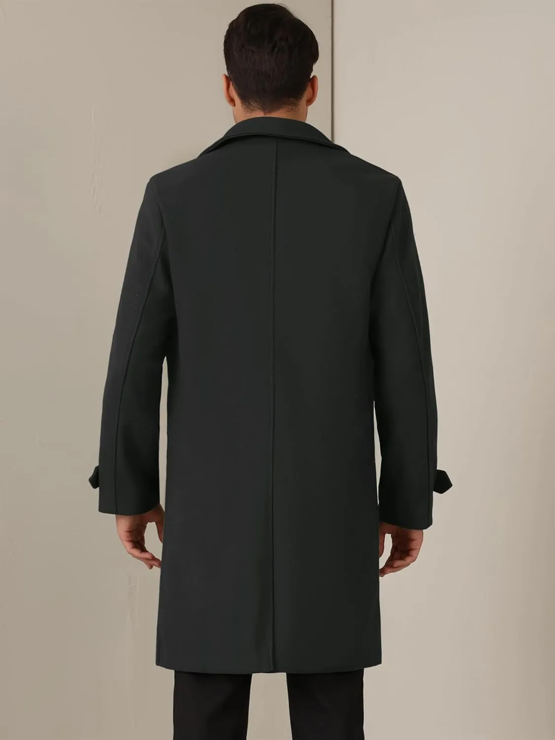 Lars Amadeus Winter Overcoat for Men's Double Breasted Long Coat Formal Notched Lapel Trench Coat