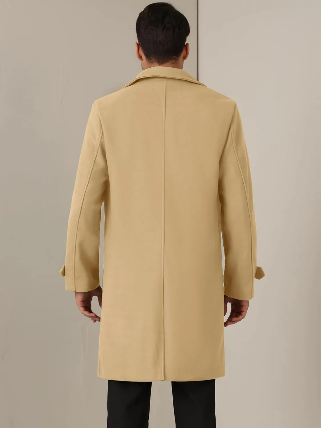 Lars Amadeus Winter Overcoat for Men's Double Breasted Long Coat Formal Notched Lapel Trench Coat