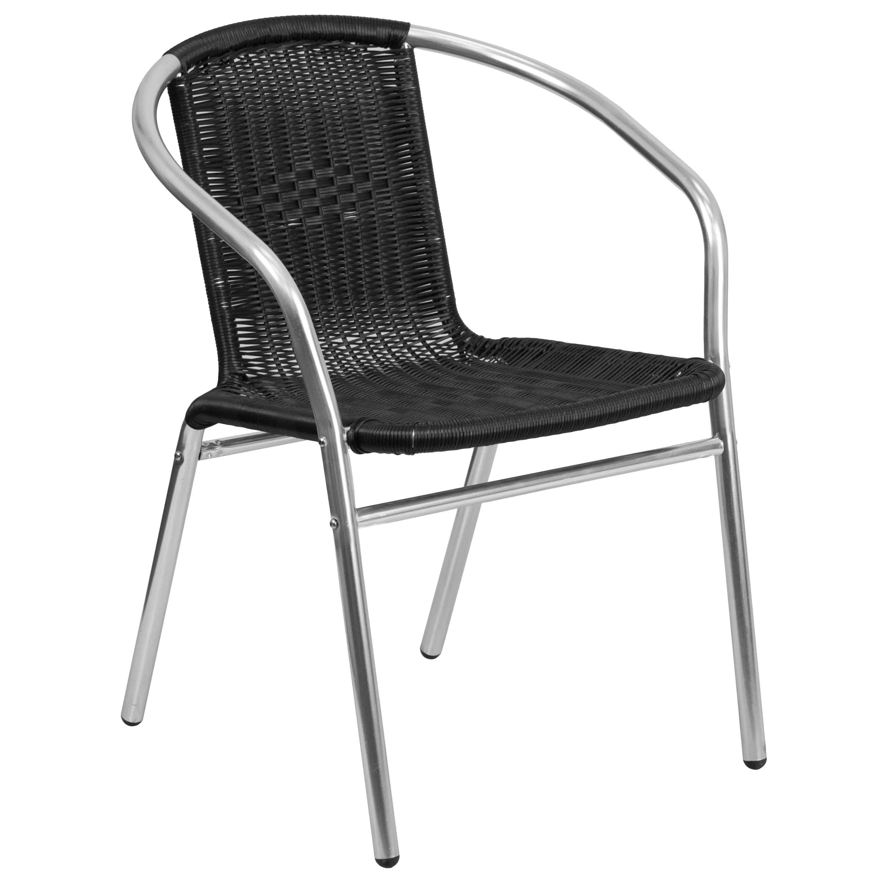 Lila 27.5'' Round Aluminum Indoor-Outdoor Table Set with 4 Rattan Chairs
