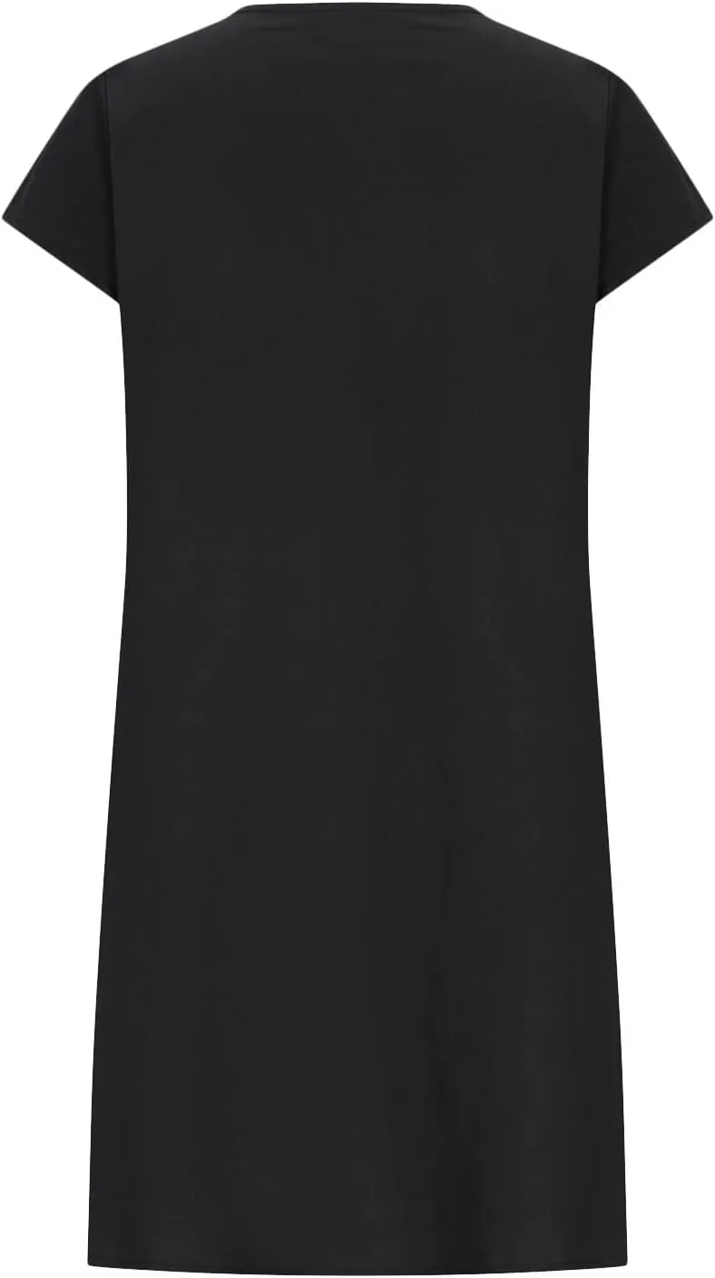 Linen Dress Women Summer Short Sleeve Pleated Casual Cotton Midi T-Shirt Dresses Beach Sundresses Vacation Outfits