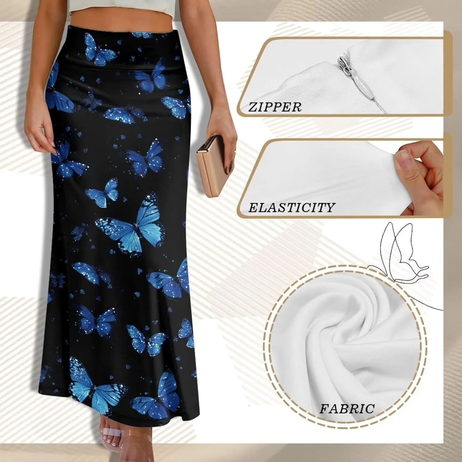 Long Skirts for Women High Waisted A-Line Stretchy Maxi Skirt Flared Casual Ruffle Hem Skirt Party Wedding Skirts