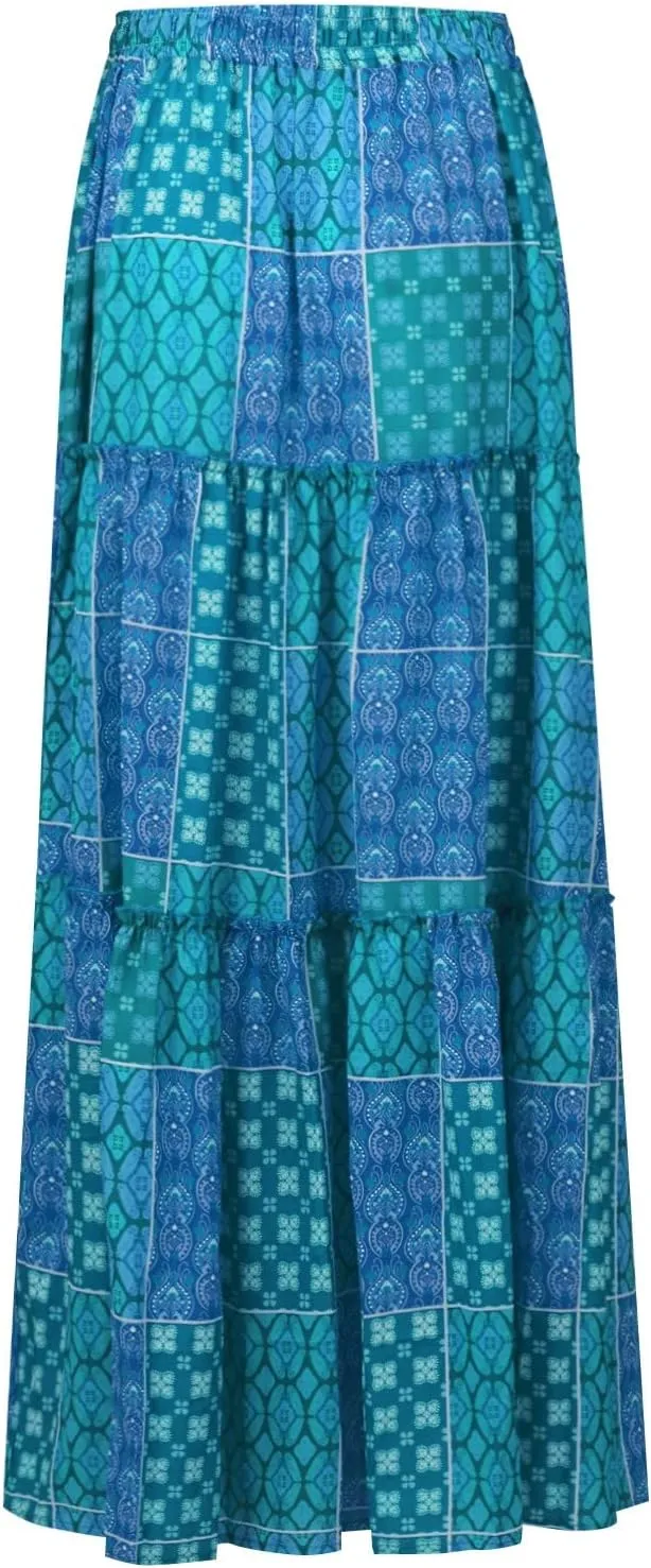 Long Skirts for Women Trendy, Flowy Long Skirts 2025 Summer Womens Boho Maxi Skirt with Pockets High Waisted