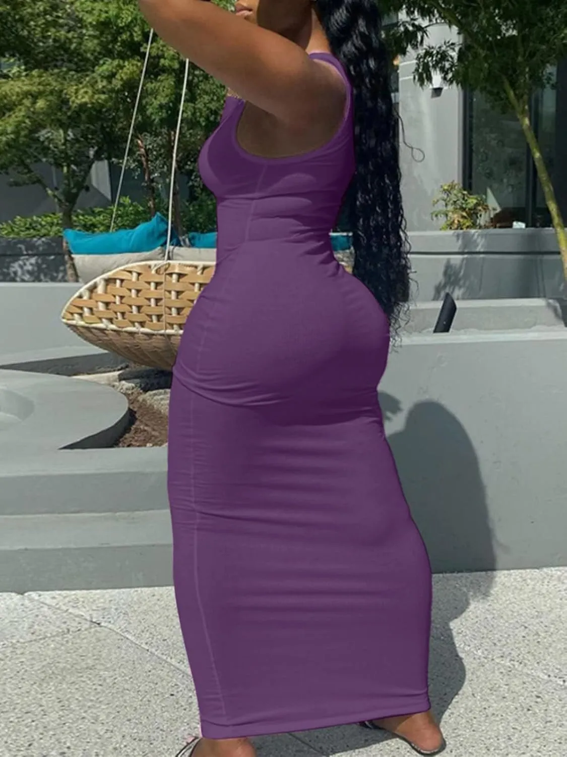 LovelyWholesale Maxi Dress for Women Sexy Sundresses Bodycon Ribbed Tank Dresses Summer Party Dress
