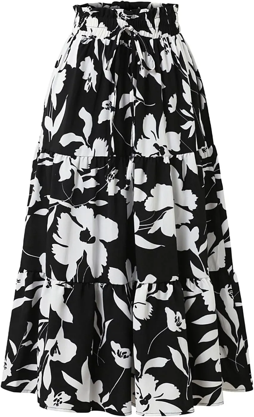 Maxi Skirt Maxi Spring Flowy Boho Comfy Tiered Western Women's Maxi Skirt