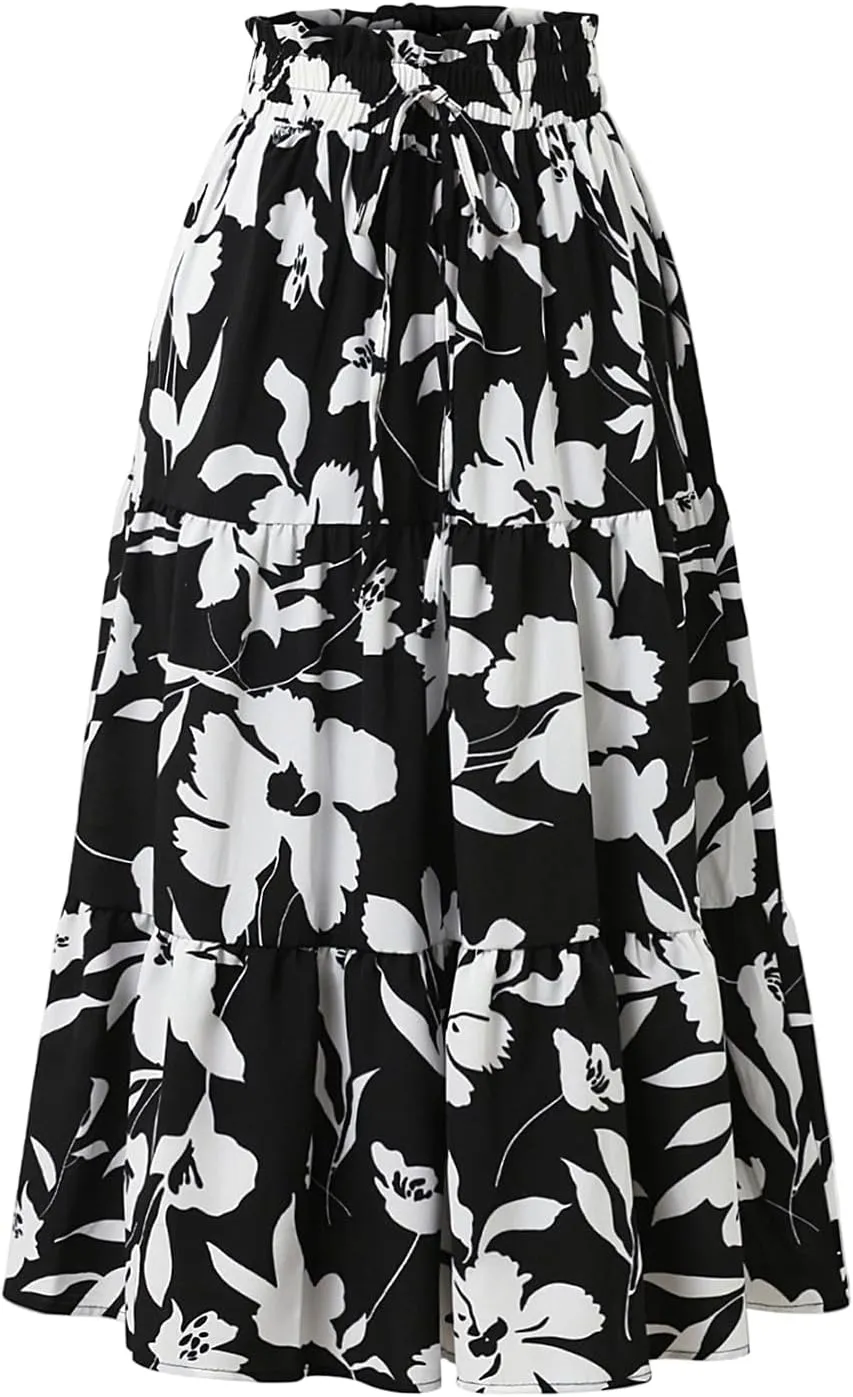 Maxi Skirt Maxi Spring Flowy Boho Comfy Tiered Western Women's Maxi Skirt