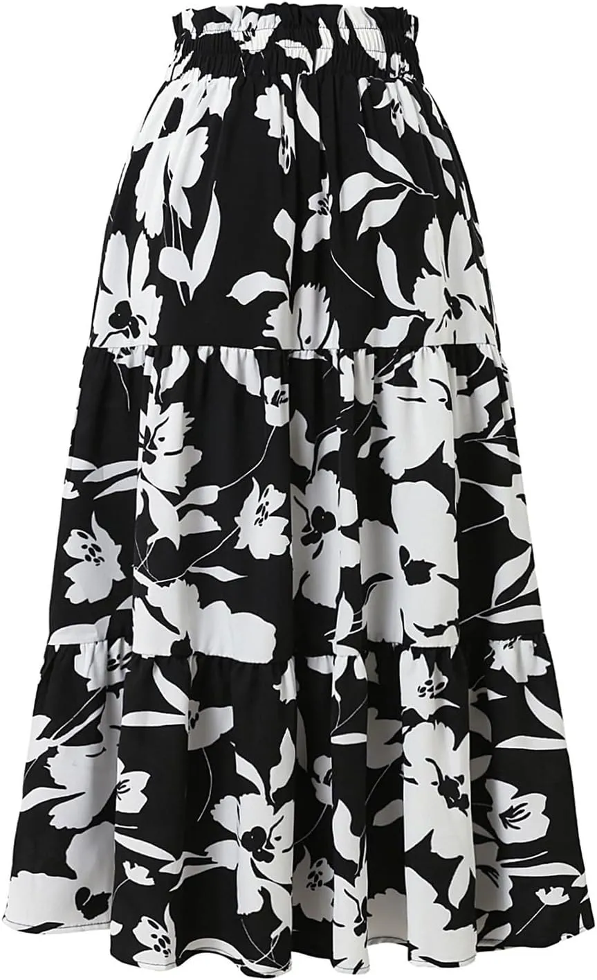 Maxi Skirt Maxi Spring Flowy Boho Comfy Tiered Western Women's Maxi Skirt