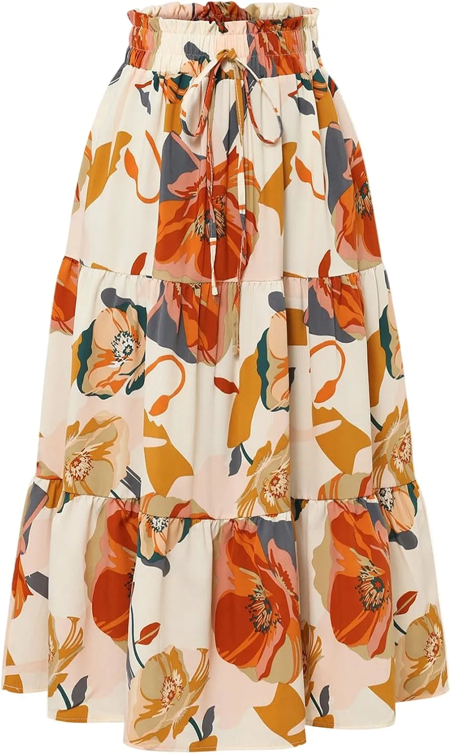 Maxi Skirts for Women,Trendy High Waisted Womens Boho Maxi Skirt with Pockets Pleated Flowy Long Skirts 2025