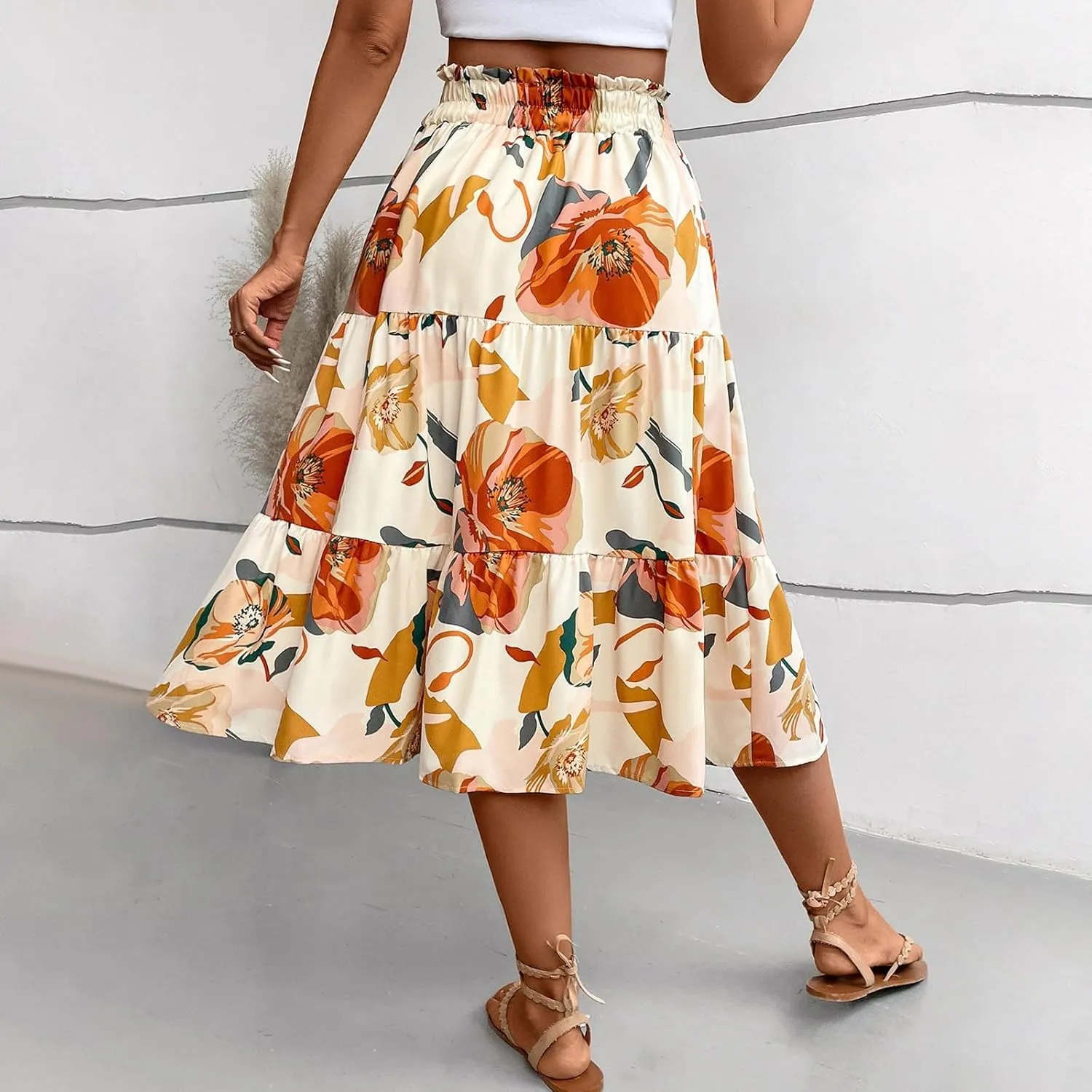 Maxi Skirts for Women,Trendy High Waisted Womens Boho Maxi Skirt with Pockets Pleated Flowy Long Skirts 2025