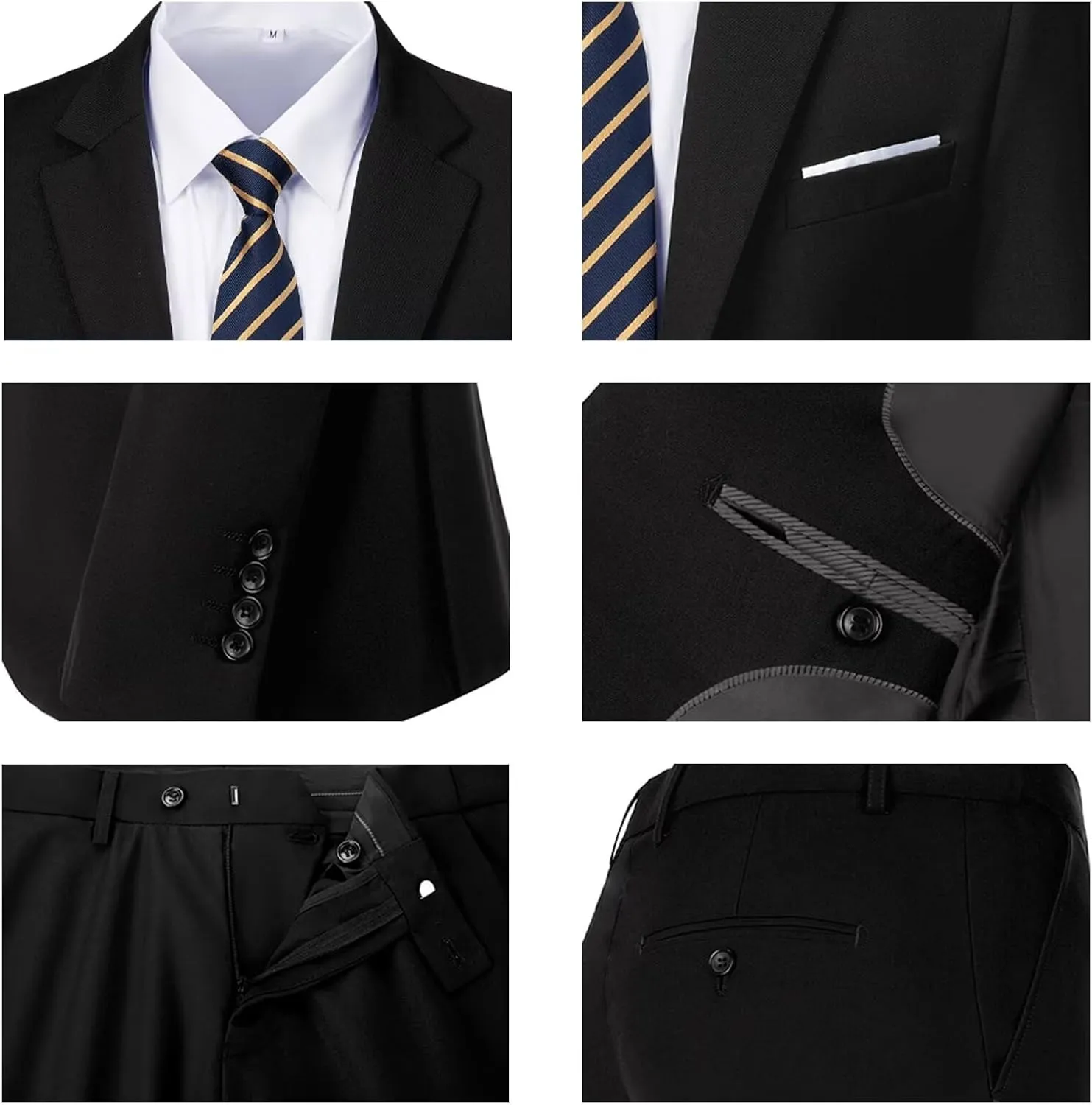 Men Suit Slim Fit 2 Piece Solid 2 Button Business Suits Blazer Wedding Prom Tuxedo for Men Suit Jacket Pants with Tie