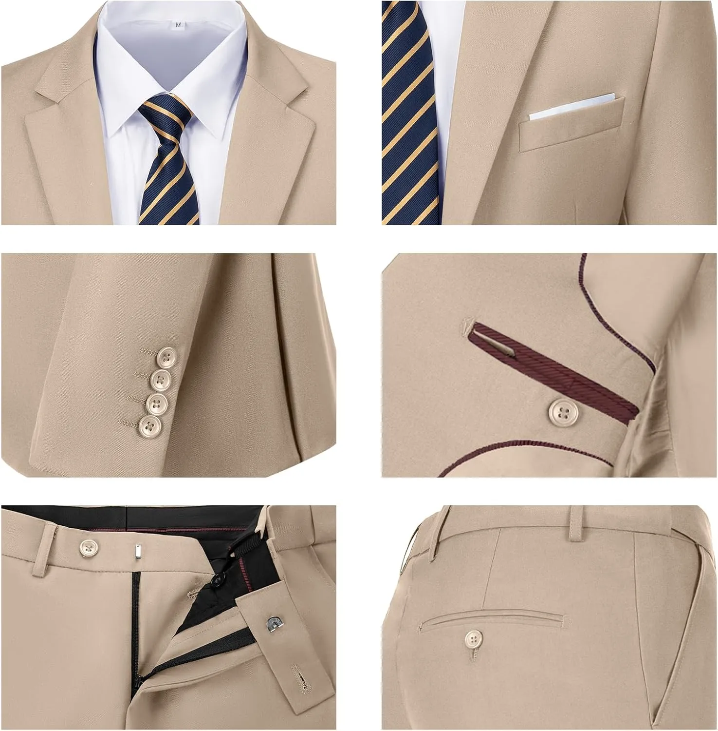 Men Suit Slim Fit 2 Piece Solid 2 Button Business Suits Blazer Wedding Prom Tuxedo for Men Suit Jacket Pants with Tie