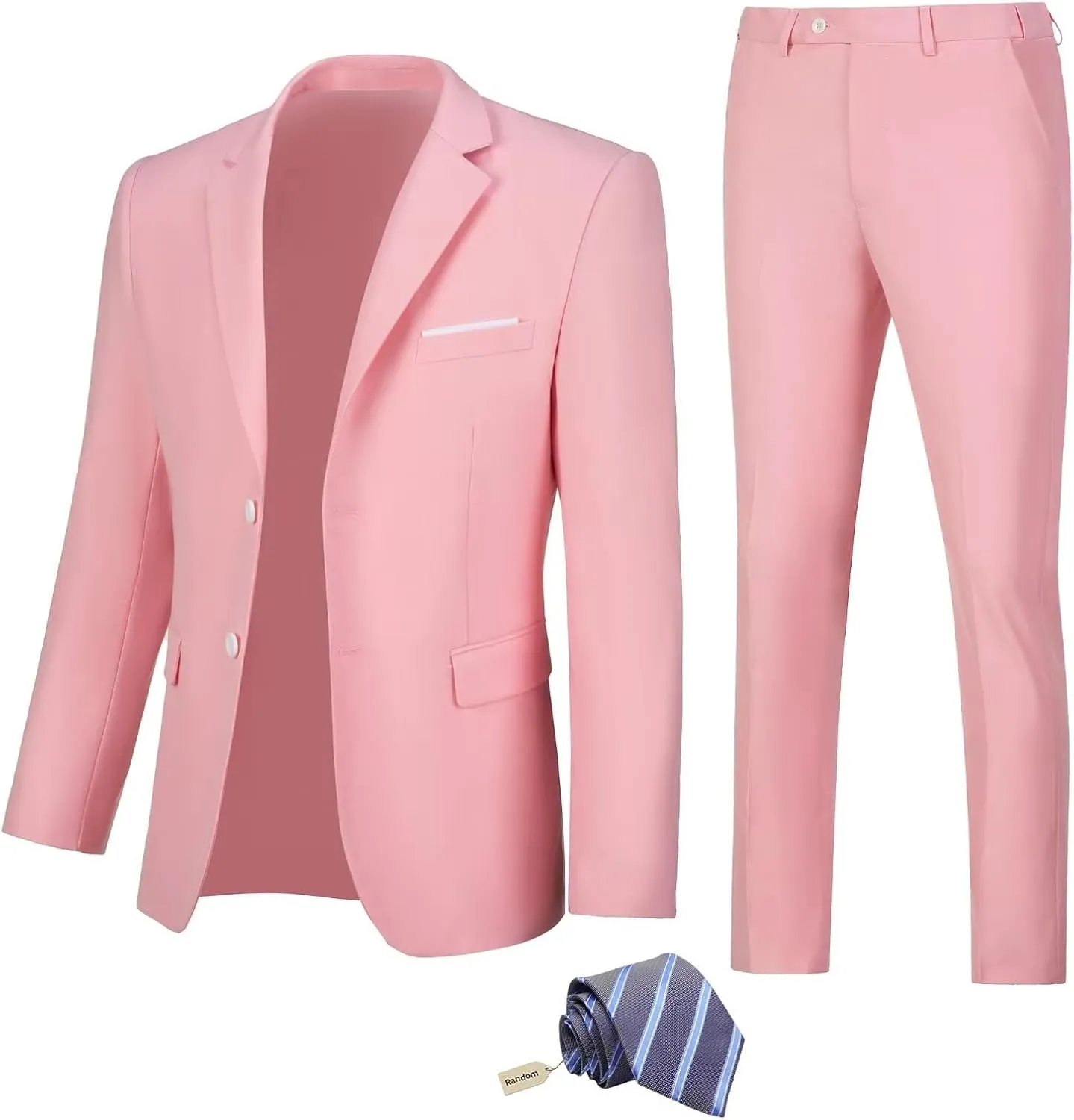 Men Suit Slim Fit 2 Piece Solid 2 Button Business Suits Blazer Wedding Prom Tuxedo for Men Suit Jacket Pants with Tie