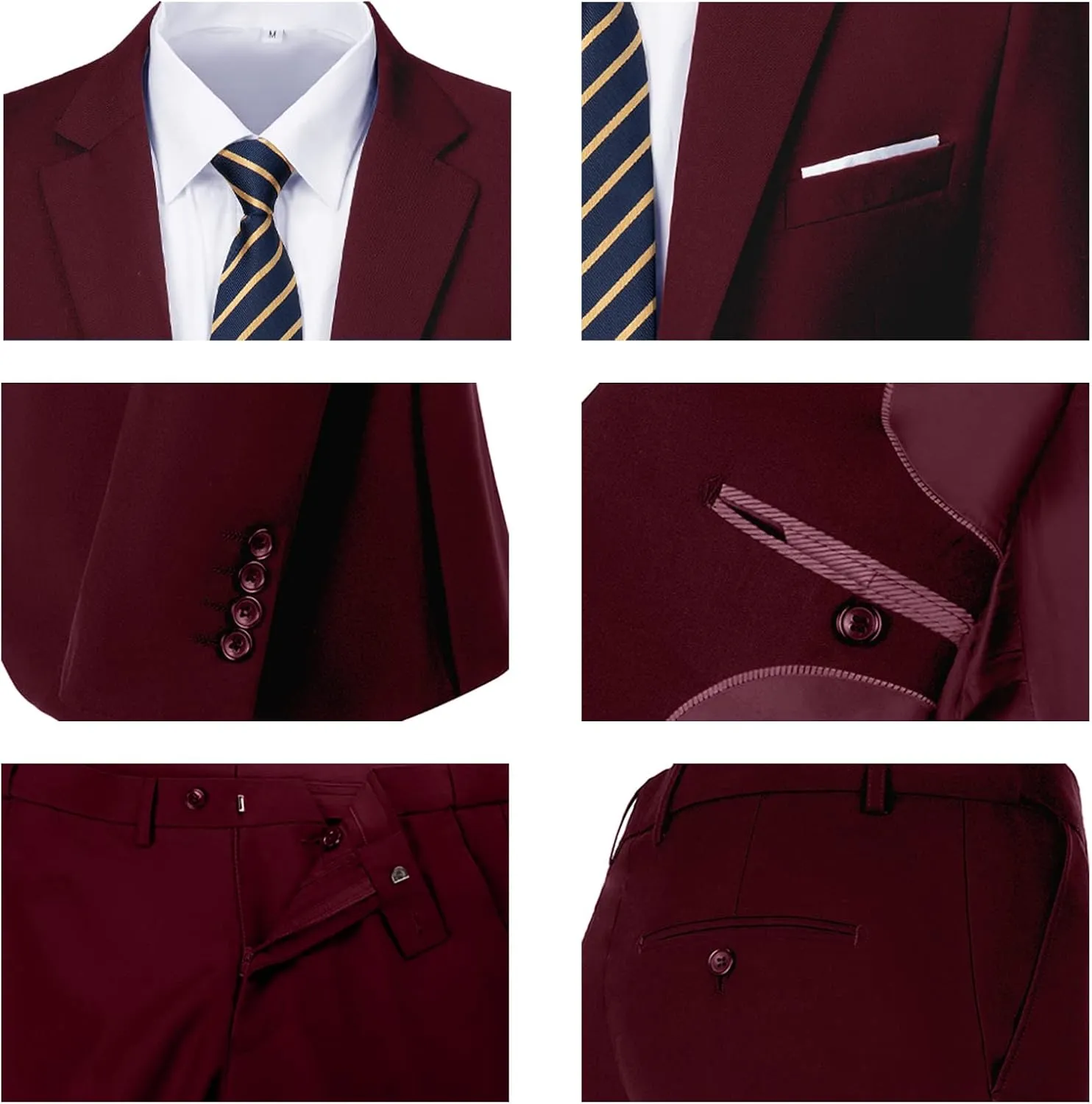 Men Suit Slim Fit 2 Piece Solid 2 Button Business Suits Blazer Wedding Prom Tuxedo for Men Suit Jacket Pants with Tie