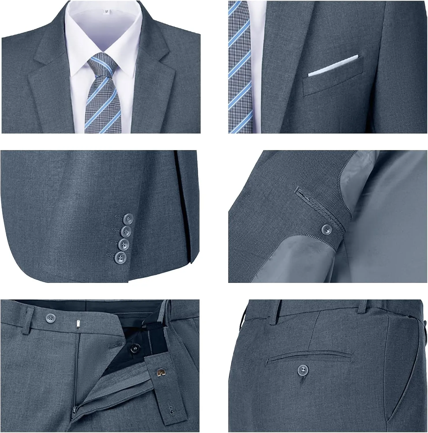 Men Suit Slim Fit 2 Piece Solid 2 Button Business Suits Blazer Wedding Prom Tuxedo for Men Suit Jacket Pants with Tie