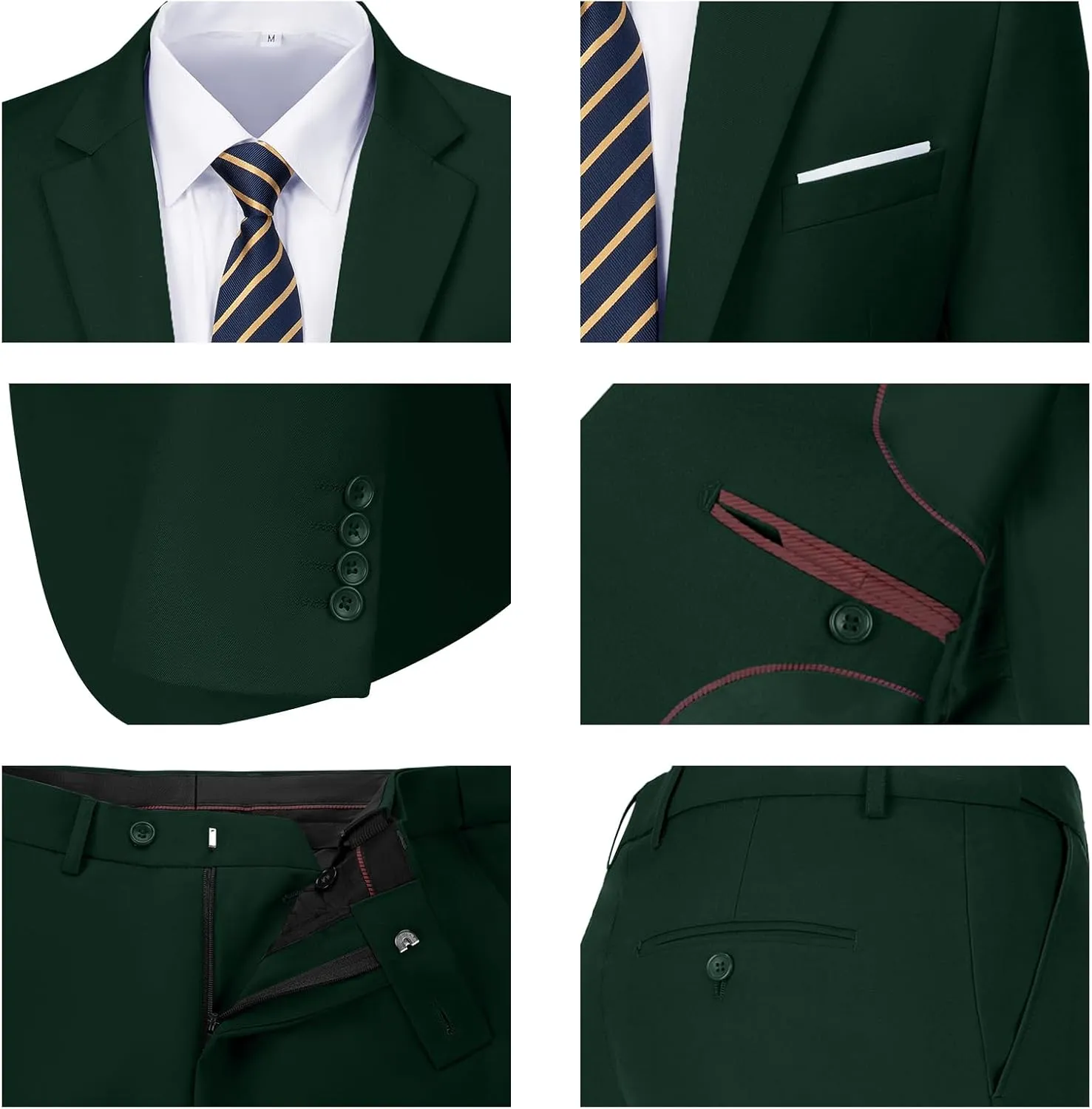 Men Suit Slim Fit 2 Piece Solid 2 Button Business Suits Blazer Wedding Prom Tuxedo for Men Suit Jacket Pants with Tie
