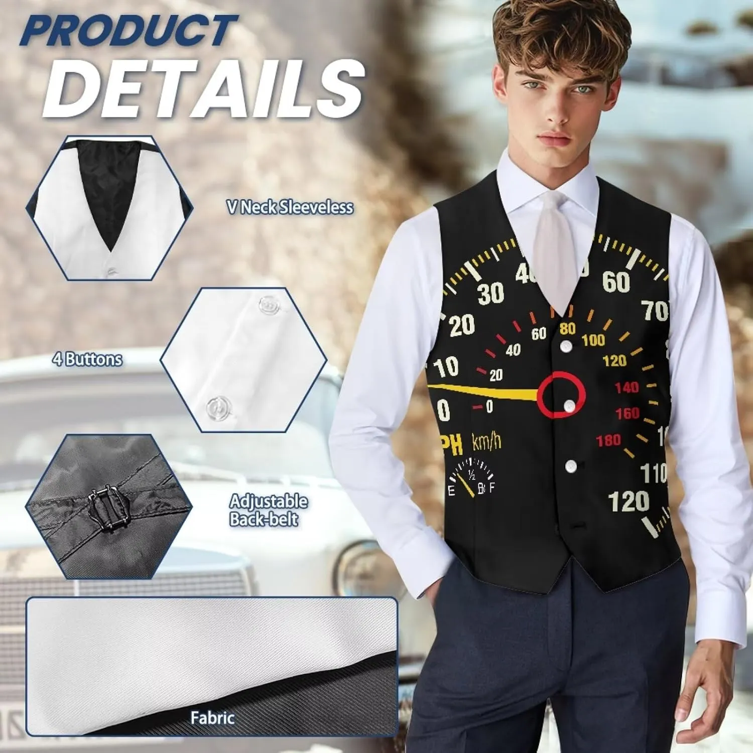 Men's Casual Business Vests Lightweight Waistcoat Slim Fit Suit Vest V-neck Button Down Holiday Vest