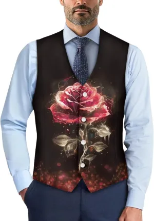 Men's Casual Business Vests Lightweight Waistcoat Slim Fit Suit Vest V-neck Button Down Holiday Vest