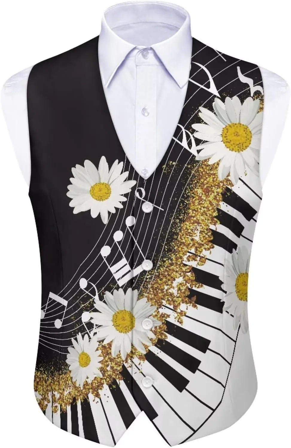 Men's Casual Business Vests Lightweight Waistcoat Slim Fit Suit Vest V-neck Button Down Holiday Vest