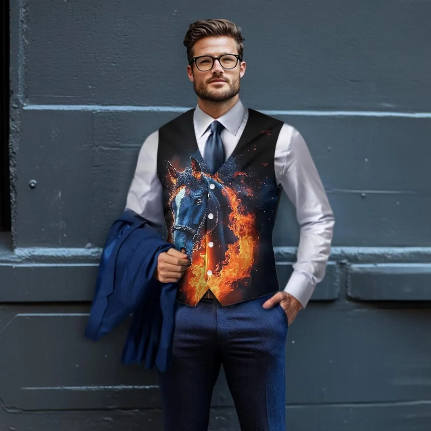 Men's Casual Business Vests Lightweight Waistcoat Slim Fit Suit Vest V-neck Button Down Holiday Vest