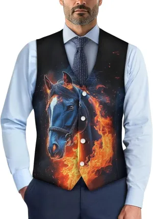 Men's Casual Business Vests Lightweight Waistcoat Slim Fit Suit Vest V-neck Button Down Holiday Vest