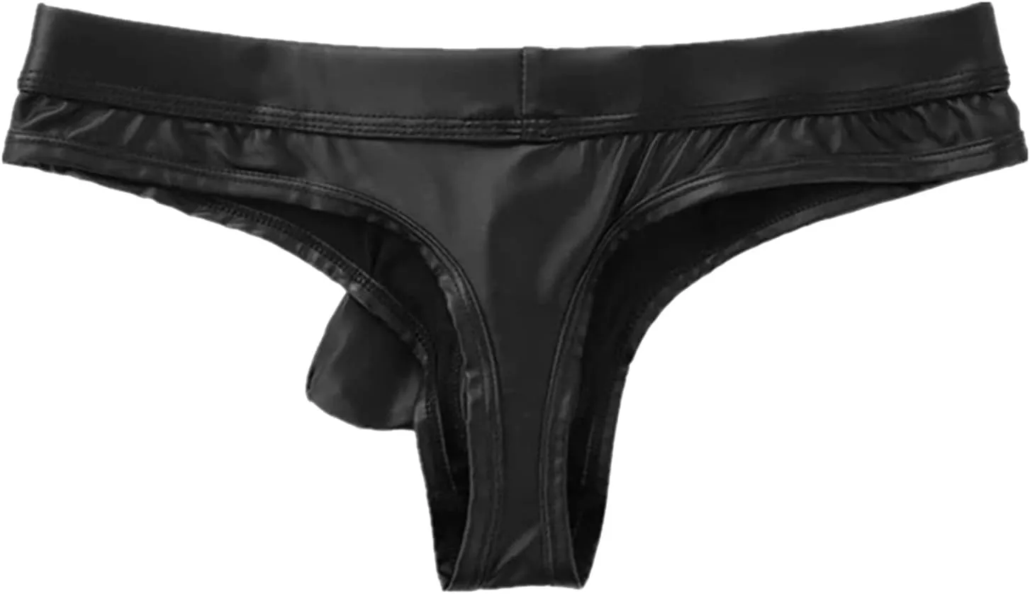 Mens Lingerie Sexy Underwear For Straight Men Brief Casual Solid Color Soft Leather Taste Underwear Underpants Nightgown